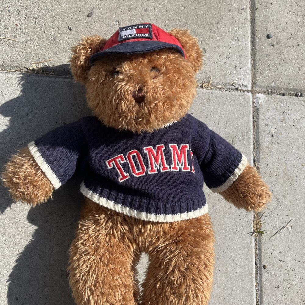 Tommy Hilfiger Teddy Bear Wearing Tommy Sweater and Tommy Hilfiger Baseball Cap